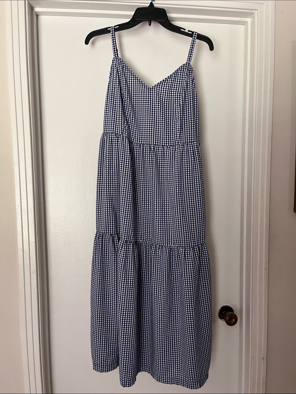 Old Navy Blue and White Gingham Tiered Maxi Dress! Never worn only washed!